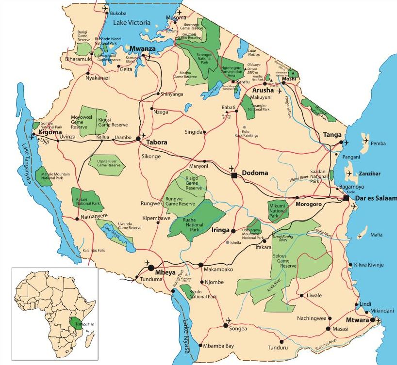 Map of Tanzania's Parks