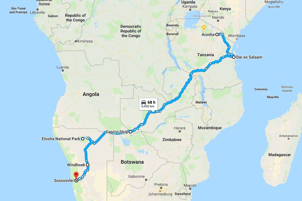 Namibia Tour Map