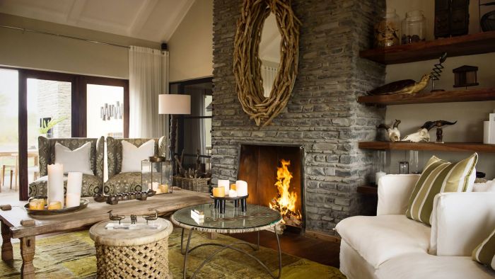 Fireplace in lounge