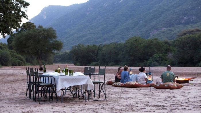Dinner in the sand river at Manyara Green Camp